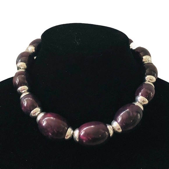Trifari Jewelry - Trifari Caprice Graduated Plum Purple Beaded Collar Necklace 1960s Original Tag